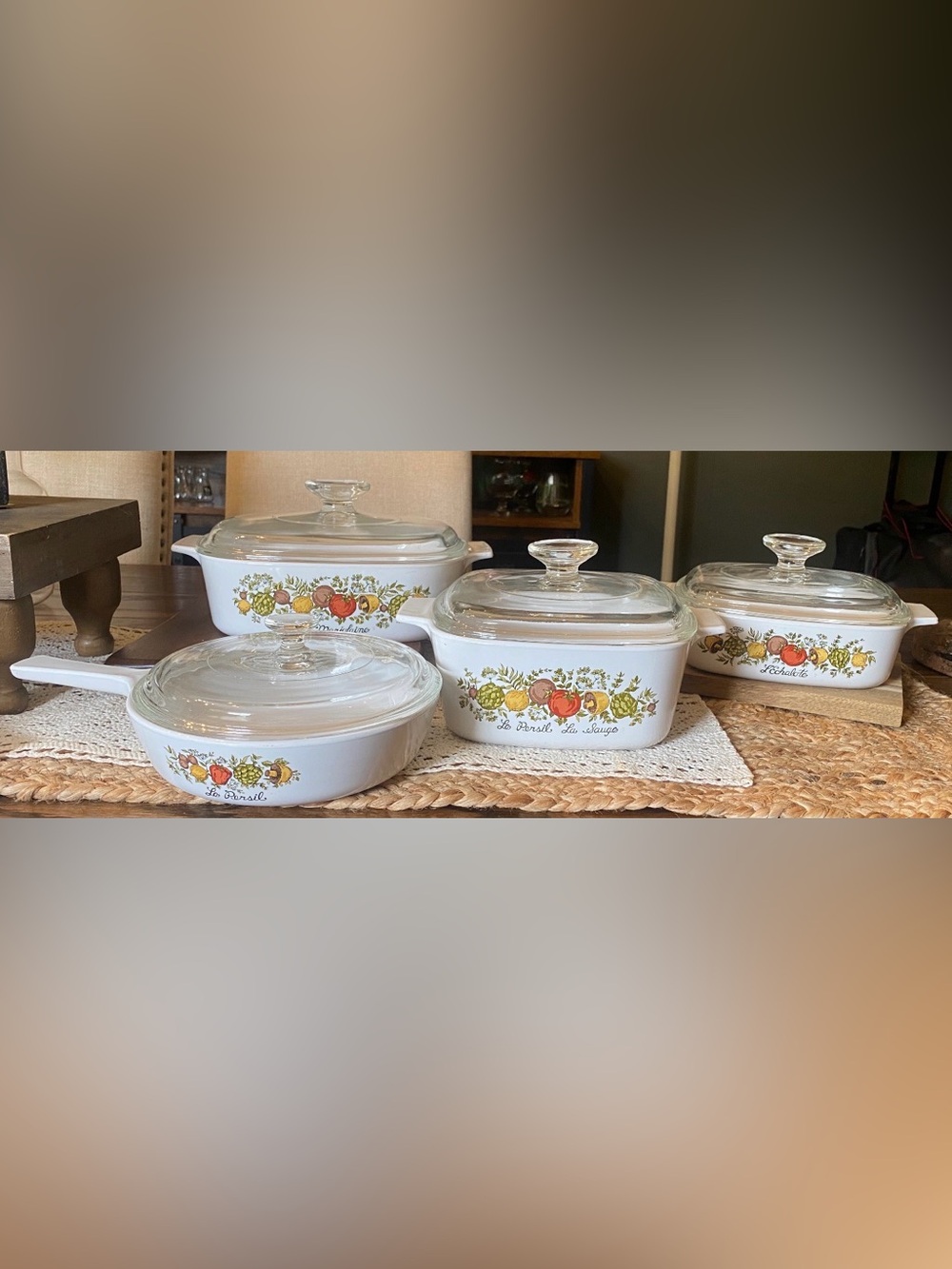Vintage Corning Ware Spice of Life Casserole Set w/ Pyrex Glass Lids – 4 Pieces - Picture 2 of 13